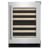 KitchenAid 24" Undercounter Wine Cellar with Glass Door and Wood-Front Racks - Stainless Steel (KUWR214KSB)