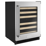 KitchenAid 24" Undercounter Wine Cellar with Glass Door and Wood-Front Racks - Stainless Steel (KUWR214KSB)
