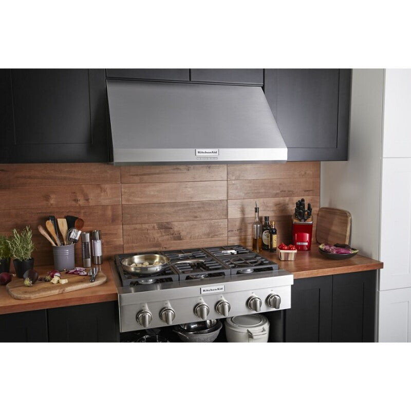 KitchenAid 36" 585 or 1170 CFM Motor Class Commercial-Style Wall-Mount Canopy Range Hood - Stainless Steel (KVWC906KSS)