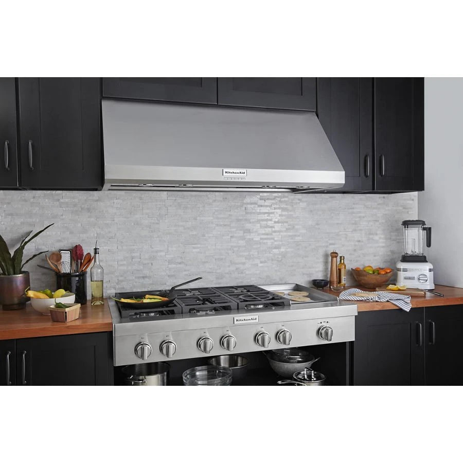 KitchenAid  48'' 585 or 1170 CFM Motor Class Commercial-Style Wall-Mount Canopy Range Hood - Stainless Steel (KVWC908KSS)