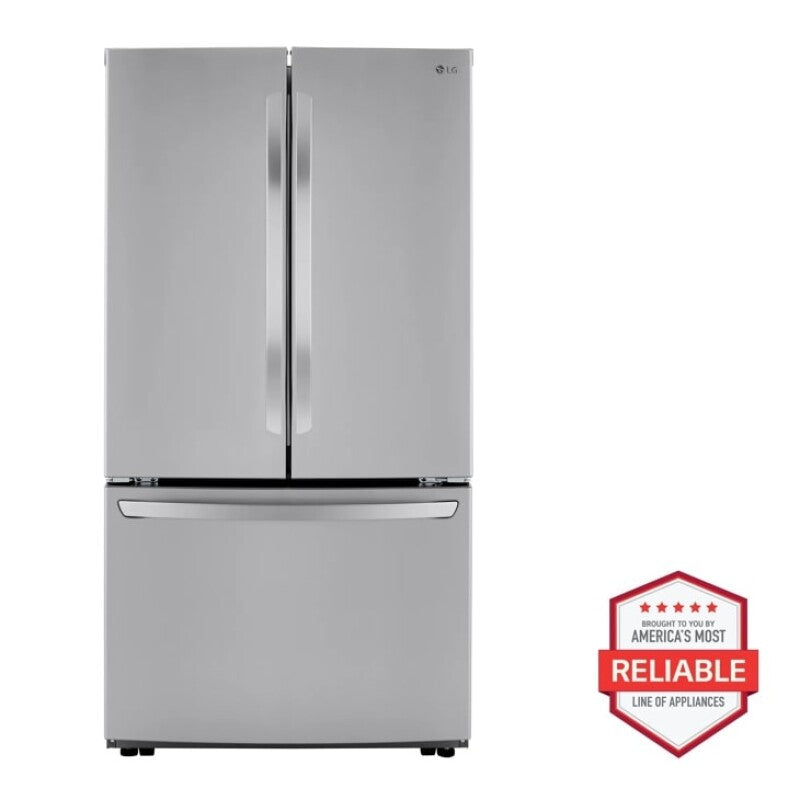 LG 23 cu.ft French Door, Counter-Depth, Non Dispense Refrigerator - Print Proof Stainless Steel (LRFCC23D6S)