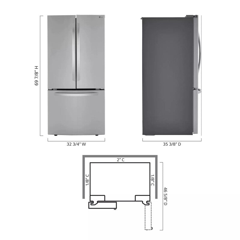 LG 25 cu. ft. French Door Refrigerator -  (LRFCS25D3S)