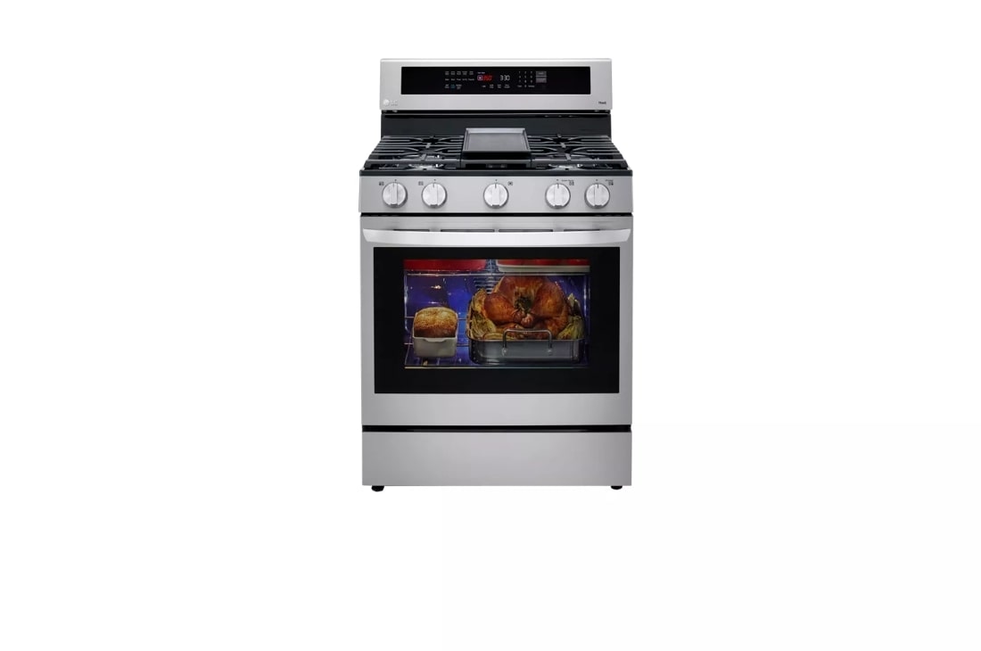 LG  5.8 cu ft. Smart Wi-Fi Enabled True Convection InstaView® Gas Range with Air Fry - Stainless Steel (LRGL5825F)