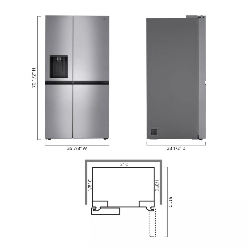 LG 27 cu. ft. Side-by-Side Refrigerator with Smooth Touch Ice Dispenser -  (LRSXS2706V)