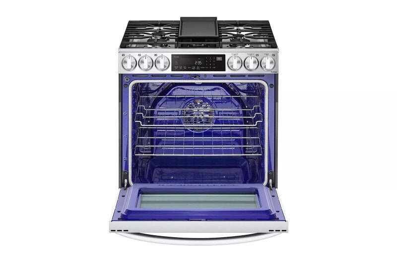 LG 6.3 cu ft. Smart wi-fi Enabled ProBake Convection® InstaView®?Gas Slide-In Range with Air Fry - Print Proof Stainless Steel (LSGL6335F)