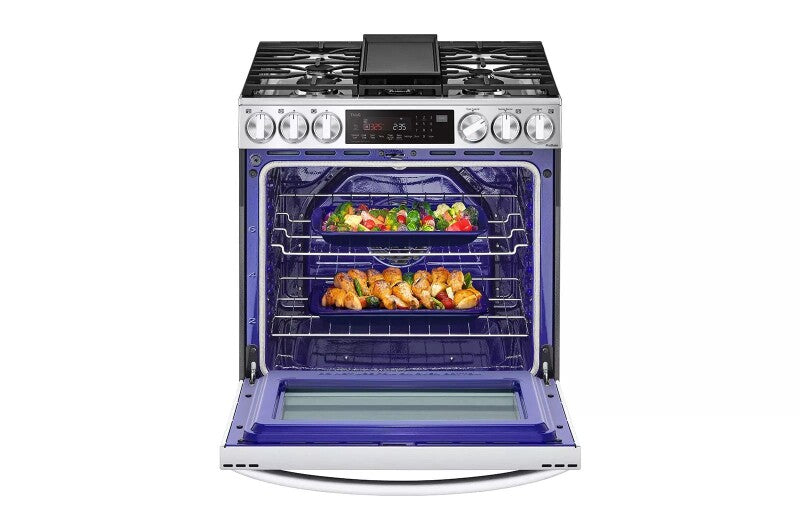 LG 6.3 cu ft. Smart wi-fi Enabled ProBake Convection® InstaView®?Gas Slide-In Range with Air Fry - Print Proof Stainless Steel (LSGL6335F)