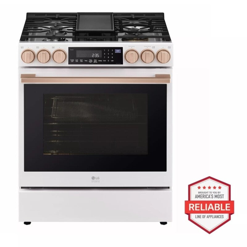 LG Studio  6.3 Cu. Ft. Instaview® Gas Slide-in Range With Probake Convection® And Air Fry - Essence White (LSGS6338N)