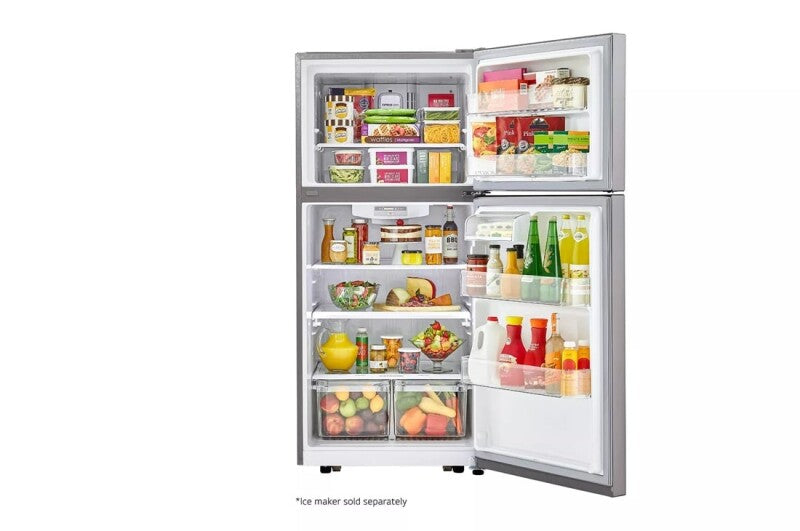 LG 23.8-Inch 20 Cu. Ft. 30 Inch Wide Top Freezer Refrigerator - Stainless Steel - Stainless Steel (LTCS20020S)