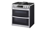 LG 6.9 cu. ft. Smart Gas Double Oven Slide-in Range with InstaView®, ProBake® Convection, Air Fry, and Air Sous Vide - Print Proof Stainless Steel (LTGL6937F)