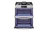 LG 6.9 cu. ft. Smart Gas Double Oven Slide-in Range with InstaView®, ProBake® Convection, Air Fry, and Air Sous Vide - Print Proof Stainless Steel (LTGL6937F)