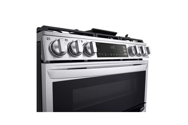 LG 6.9 cu. ft. Smart Gas Double Oven Slide-in Range with InstaView®, ProBake® Convection, Air Fry, and Air Sous Vide - Print Proof Stainless Steel (LTGL6937F)