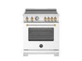 BERTAZZONI  30 inch Induction Range, 4 Heating Zones, Electric Oven - Gold Accents - Bianco Matt (MAS304INMBG)