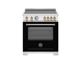 BERTAZZONI  30 inch Induction Range, 4 Heating Zones, Electric Oven - Gold Accents - Nero Matt (MAS304INMNG)