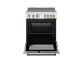 BERTAZZONI  30 inch Induction Range, 4 Heating Zones, Electric Oven - Gold Accents - Nero Matt (MAS304INMNG)