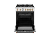 BERTAZZONI  30 inch Dual Fuel, 5 Burners, Electric Oven - Gold Accents - Bianco Matt (MAS305DFMBG)