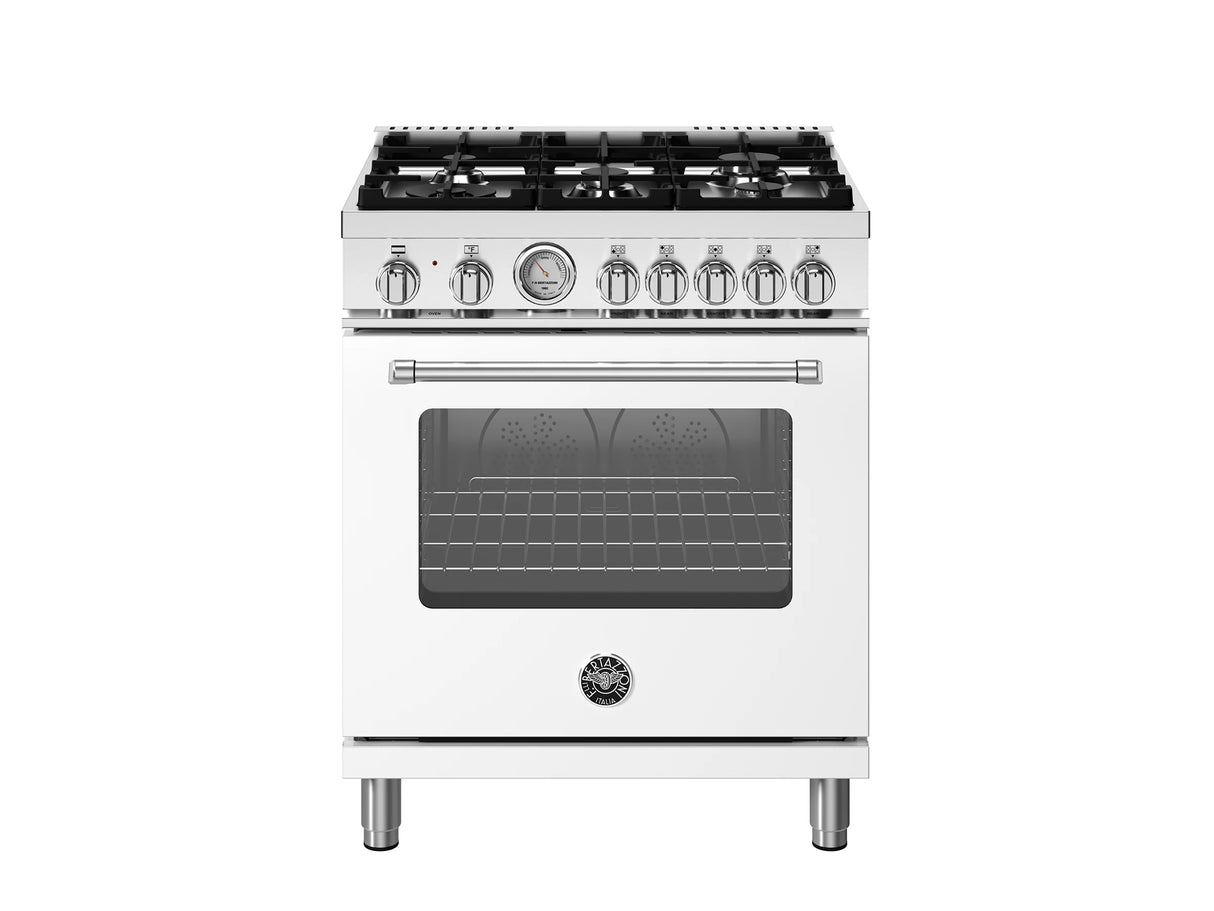 BERTAZZONI  30 inch Dual Fuel, 5 Burners, Electric Oven - Bianco Matt (MAS305DFMBIV)