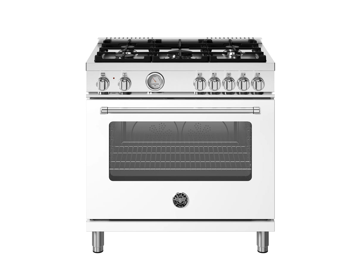 BERTAZZONI  36 inch Dual Fuel Range, 5 Burner, Electric Oven - Bianco Matt (MAS365DFMBIV)