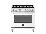 BERTAZZONI  36 inch Dual Fuel Range, 5 Burner, Electric Oven - Bianco Matt (MAS365DFMBIV)