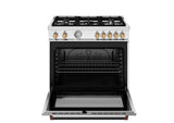 BERTAZZONI  36 inch All Gas Range, 5 Burners - Gold Accents - Bianco Matt (MAS365GASBG)