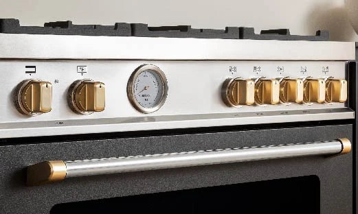 BERTAZZONI  36 inch All Gas Range, 5 Burners - Gold Accents - Bianco Matt (MAS365GASBG)