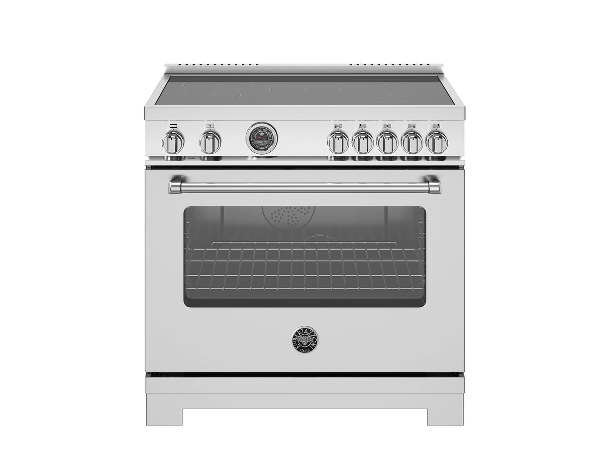 BERTAZZONI  36 inch Induction Range, 5 Heating Zones and Cast Iron Griddle, Electric Self-Clean Oven - Stainless Steel (MAS365ICFEPXT)