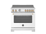 BERTAZZONI  36 inch Induction Range, 5 Heating Zones, Electric Oven - Gold Accents - Bianco Matt (MAS365INMBG)