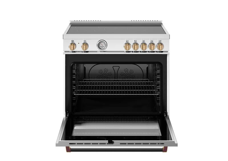 BERTAZZONI  36 inch Induction Range, 5 Heating Zones, Electric Oven - Gold Accents - Bianco Matt (MAS365INMBG)