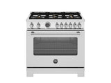 BERTAZZONI  36 inch Dual Fuel Range, 6 Brass Burners and Cast Iron Griddle, Electric Self-Clean Oven - Stainless Steel (MAS366BCFEPXT)