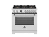 BERTAZZONI  48 inch Dual Fuel Range, 6 Brass Burners and Griddle, Electric Self-Clean Oven - Stainless Steel (MAS366BCFGMXT)