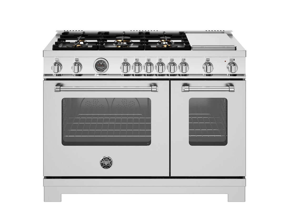 BERTAZZONI  48 inch All Gas Range, 6 Brass Burner and Griddle - Stainless Steel (MAS486BTFGMXT)