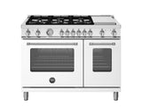 BERTAZZONI  48 inch Dual Fuel Range, 6 Burners and Griddle, Electric Oven - Bianco (MAS486GDFMBIV)