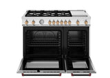 BERTAZZONI  48 inch All Gas Range, 6 Burner and Griddle - Gold Accents - Bianco Matt (MAS486GGASBG)
