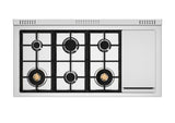 BERTAZZONI  48 inch All Gas Range, 6 Burner and Griddle - Gold Accents - Nero Matt (MAS486GGASNG)