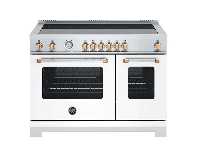 BERTAZZONI  48 inch Induction Range, 6 Heating Zones, Electric Oven - Gold Accents - Bianco Matt (MAS486INMBG)