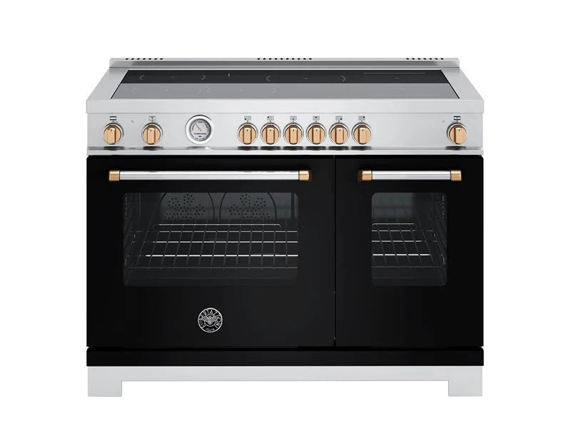BERTAZZONI  48 inch Induction Range, 6 Heating Zones, Electric Oven - Gold Accents - Nero Matt (MAS486INMNG)