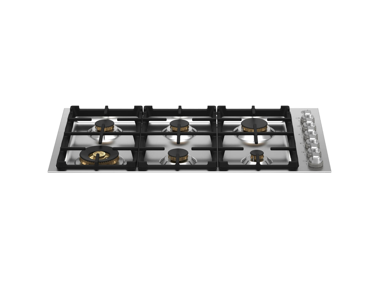 BERTAZZONI  36 Drop-in Gas Cooktop 6 brass burners - Stainless Steel (MAST366QBXT)