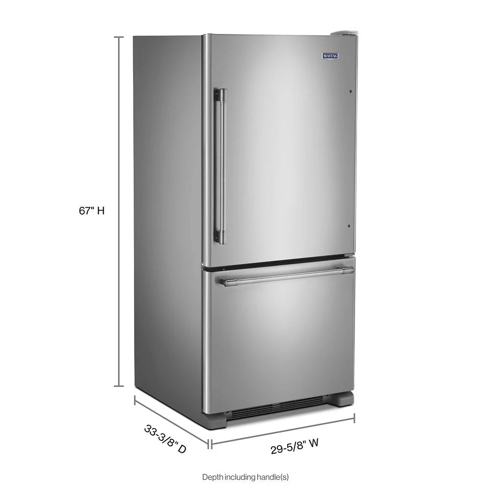 Maytag  30-Inch Wide Bottom Mount Refrigerator - 19 Cu. Ft. - Fingerprint Resistant Stainless Steel (MBF1958FEZ)