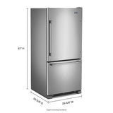 Maytag  30-Inch Wide Bottom Mount Refrigerator - 19 Cu. Ft. - Fingerprint Resistant Stainless Steel (MBF1958FEZ)