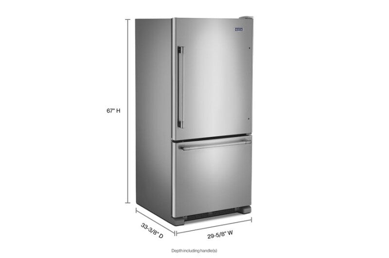 Maytag 30-Inch Wide Bottom Mount Refrigerator - 19 Cu. Ft. - Fingerprint Resistant Stainless Steel (MBF1958FEZ)