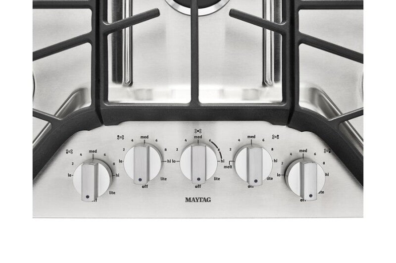 Maytag 36-inch Wide Gas Cooktop with Power Burner - Stainless Steel (MGC7536DS)