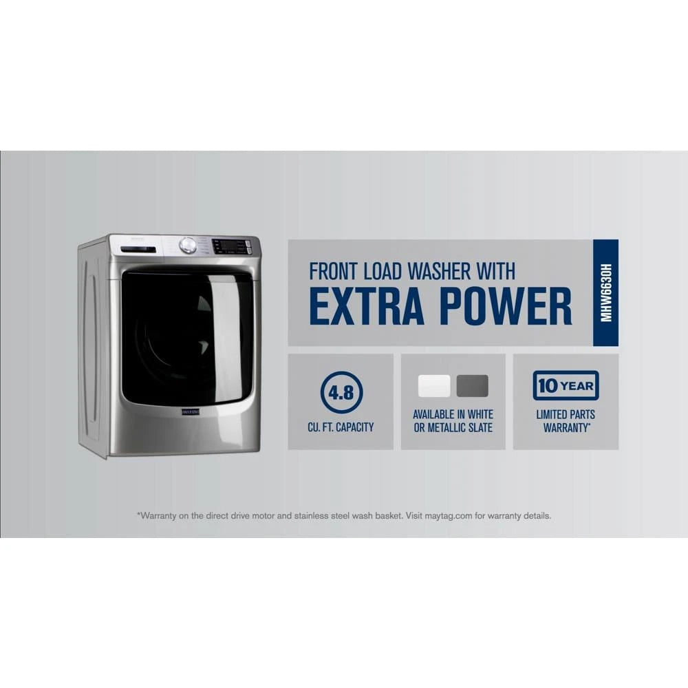 MAYTAG  Front Load Washer with Extra Power and 16-Hr Fresh Hold® option - 4.8 cu. ft. - Metallic Slate (MHW6630HC)