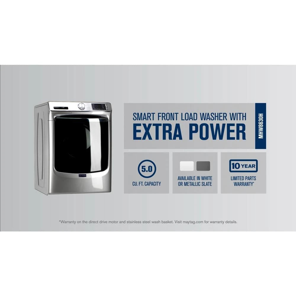 MAYTAG  Smart Front Load Washer with Extra Power and 24-Hr Fresh Hold® option - 5.0 cu. ft. - White (MHW8630HW)