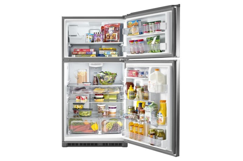 Maytag 33-Inch Wide Top Freezer Refrigerator with EvenAir Cooling Tower- 21 Cu. Ft. - Fingerprint Resistant Stainless Steel (MRT711SMFZ)