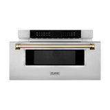 ZLINE  Autograph Edition 30 In. 1.2 Cu. Ft. Built-in Microwave Drawer In Stainless Steel With Champagne Bronze Accents - Stainless Steel (MWDZ30CB)