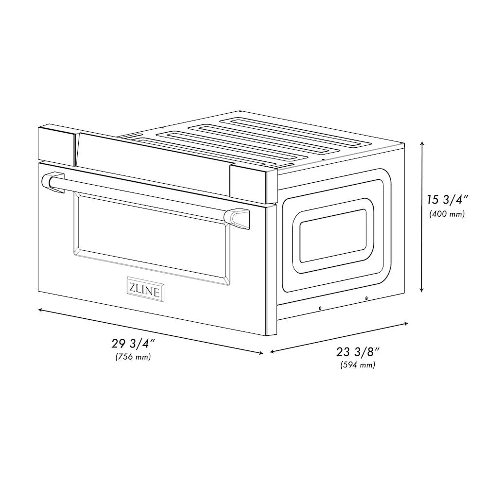 ZLINE  Autograph Edition 30 In. 1.2 Cu. Ft. Built-in Microwave Drawer In Stainless Steel With Champagne Bronze Accents - Stainless Steel (MWDZ30CB)