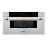 ZLINE  Autograph Edition 30 In. 1.2 Cu. Ft. Built-in Microwave Drawer In Stainless Steel With Champagne Bronze Accents - Stainless Steel (MWDZ30CB)