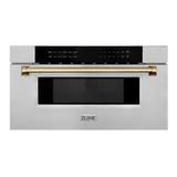 ZLINE  Autograph Edition 30" 1.2 cu. ft. Built-In Microwave Drawer with Champagne Bronze Accents - Stainless Steel (MWDZ30CB)