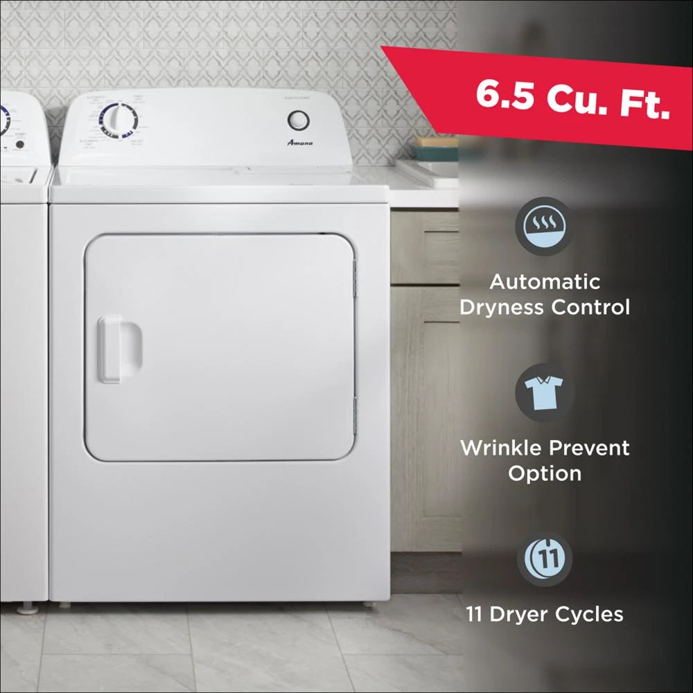 AMANA  6.5 cu. ft. Electric Dryer with Wrinkle Prevent Option - White (NED4655EW)
