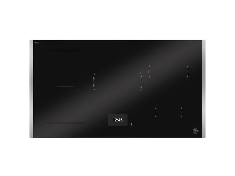 BERTAZZONI  36'' Induction Cooktop with TFT Display Interface and Metal Frame - Black Glass / Stainless Steel (PE365TX)