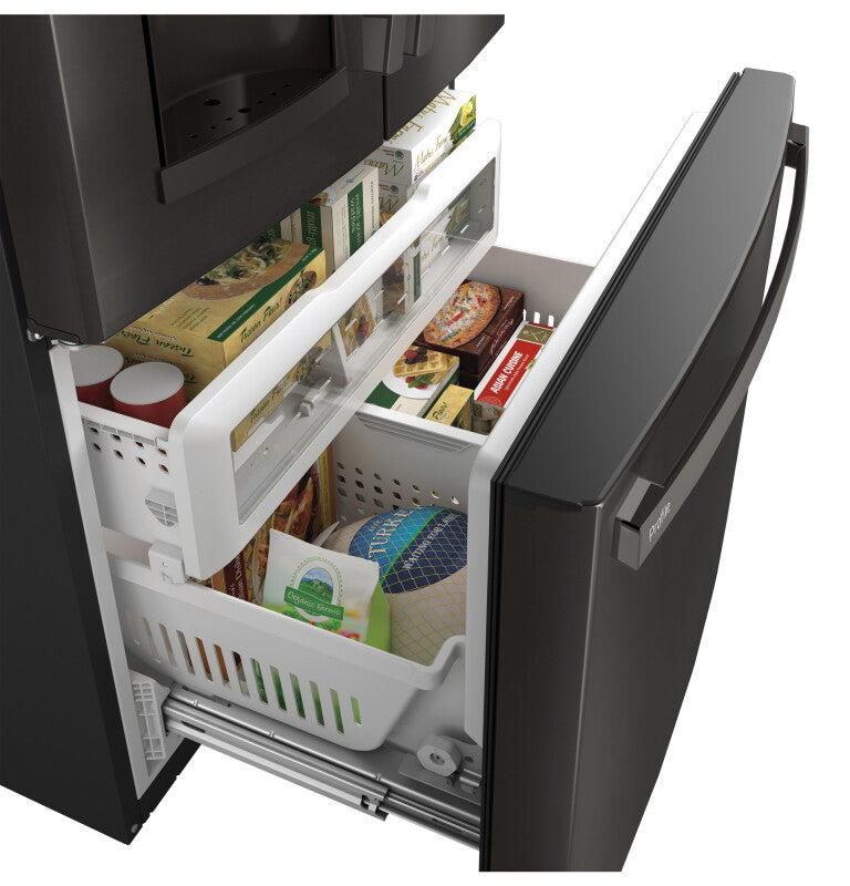 GE Profile 27.7 Cu. Ft. French-Door Refrigerator with Hands-Free AutoFill - Black Stainless (PFE28KBLTS)